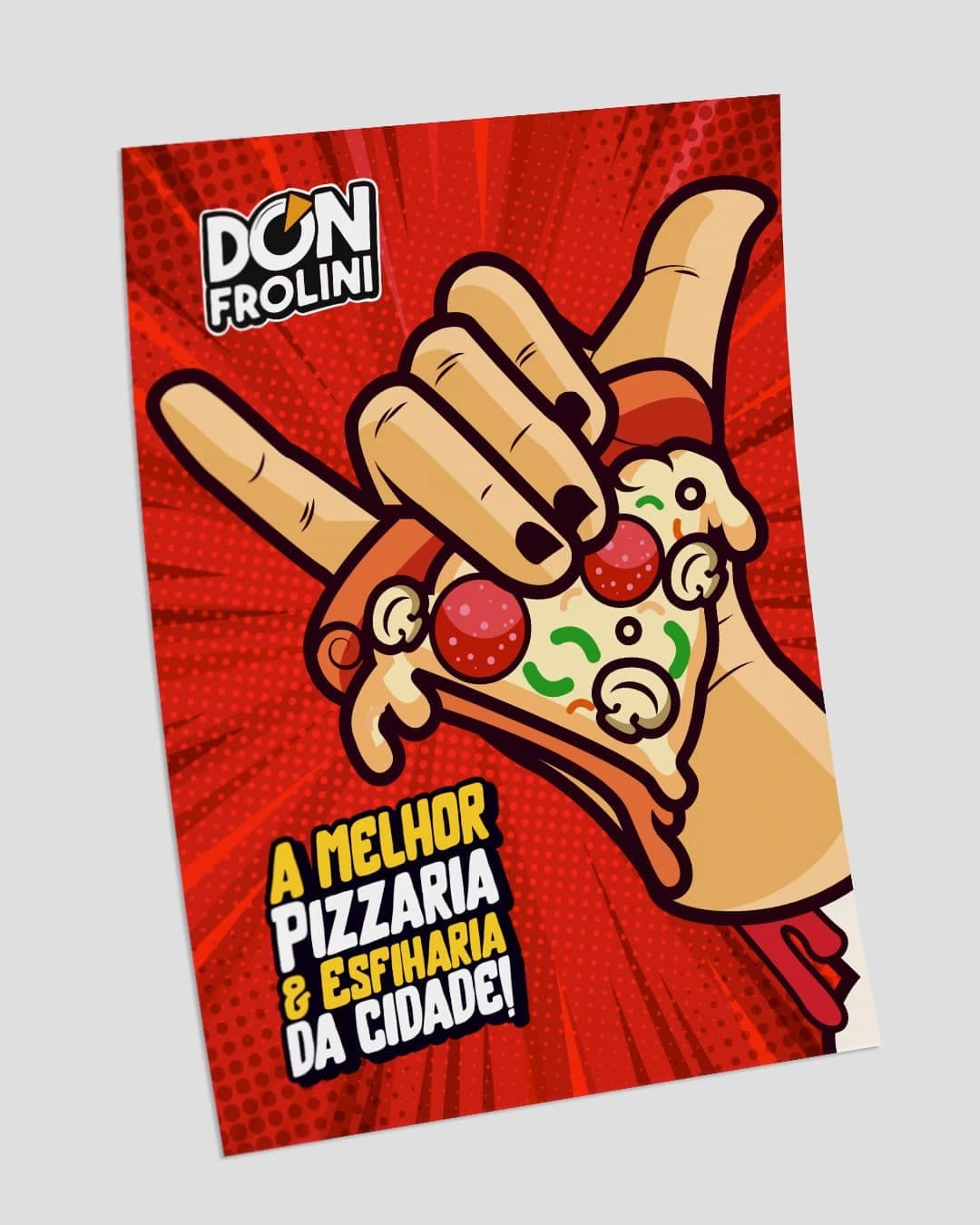 Flyer impresso criado para a pizzaria Don Frolini